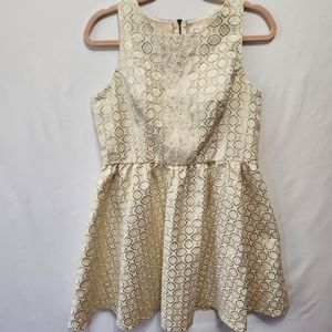 Gold Design Circle Skirt Mini Dress